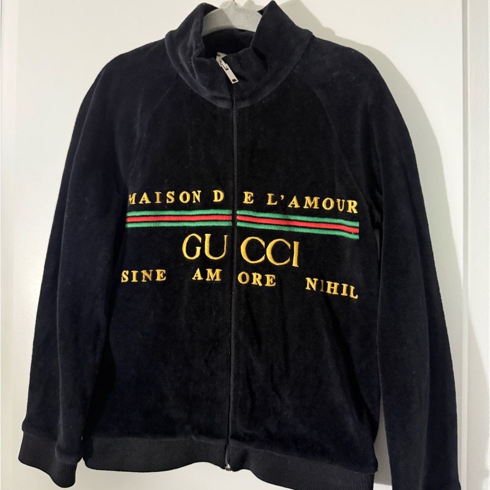 Gucci Black Jacket with Yellow Lettering